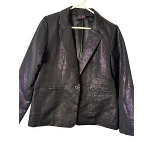 Joan Rivers Red Carpet Metallic Black Shimmer Blazer Black Single Button Small